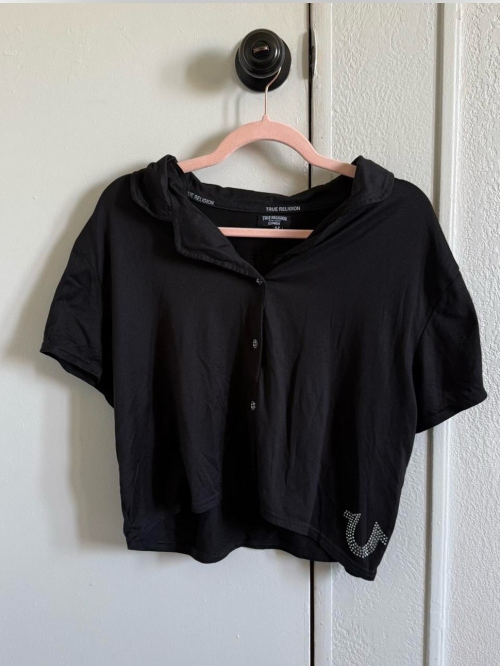 True Religion Black with Rhinestones Short-Sleeve Pijama Set